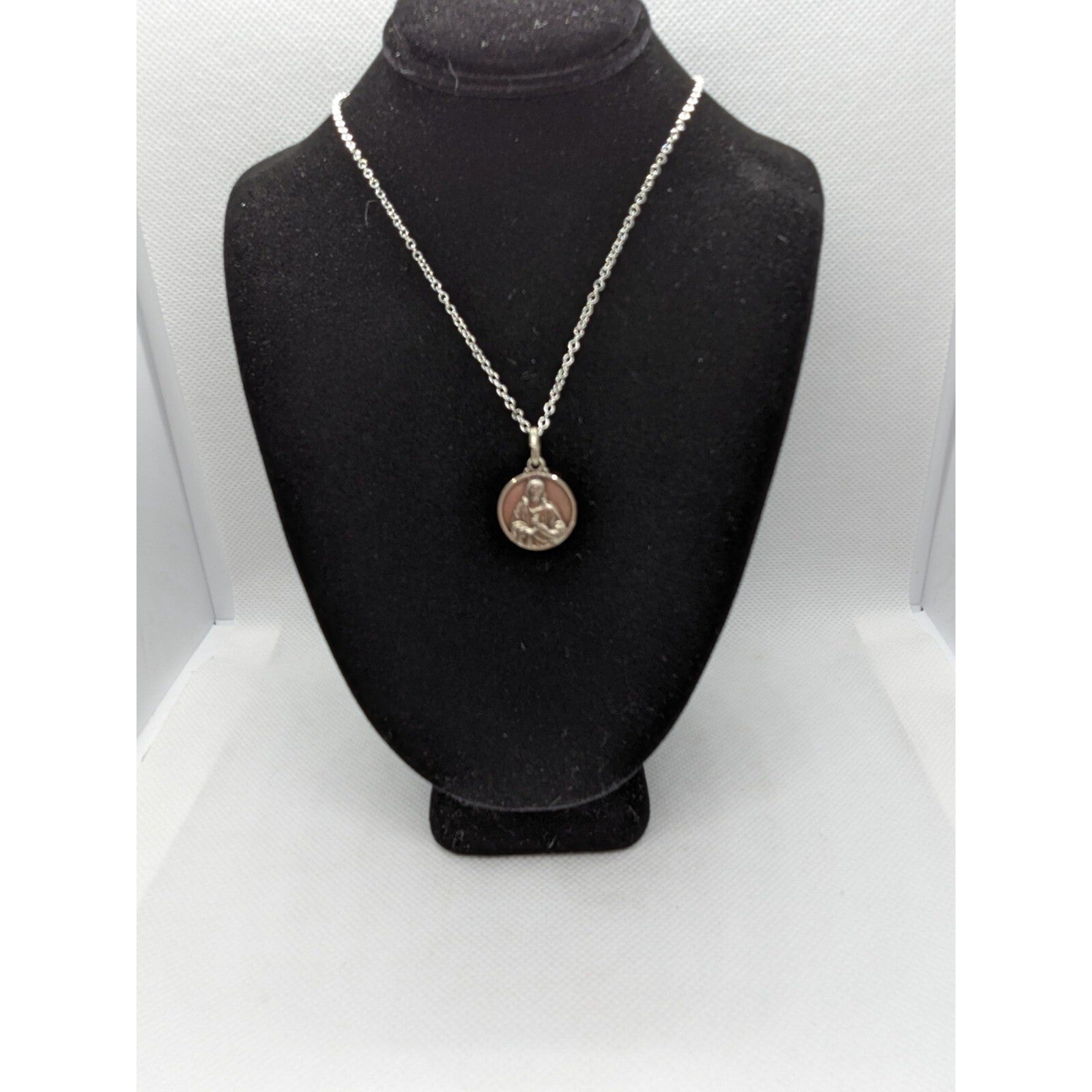 Sterling Silver Scapular Pendant Necklace 18in 925 Italy Religious Vintage