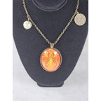 Vintage Gemini Snake Pendant Necklace Orange Zodiac Charm