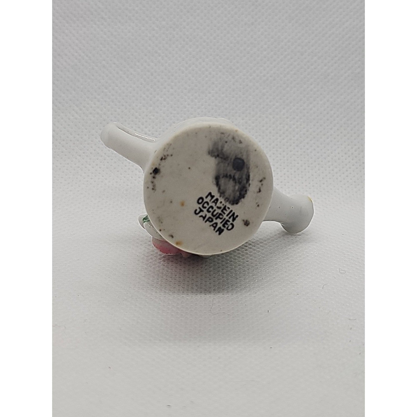 Miniature Vintage Porcelain Watering Can Figurine Roses Gold Trim Japan 2″