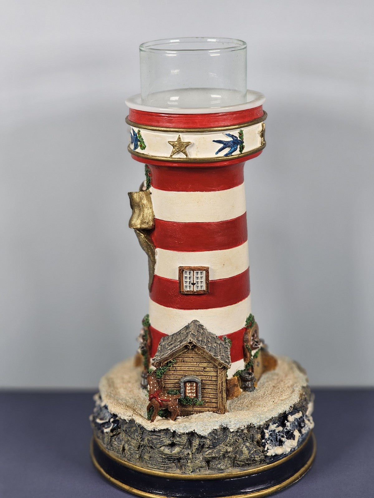VTG Danbury Mint “Night Before Christmas” Lighthouse Candle Holder Nautical