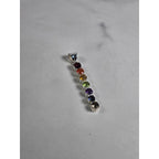 Vintage Sterling Silver Rainbow Gemstone Pendant | Multistone Vertical Charm