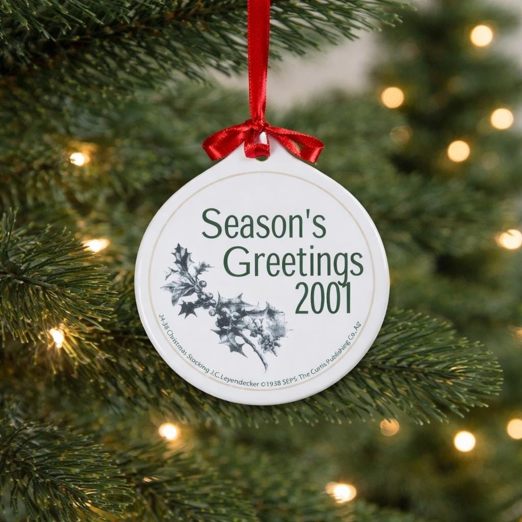 Vintage 2001 J.C. Leyendecker Porcelain Christmas Ornament