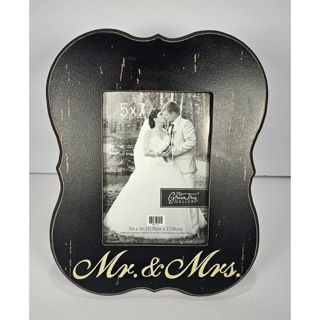 Mr and Mrs Picture Frame Black Distressed Wood 5x7 Farmhouse