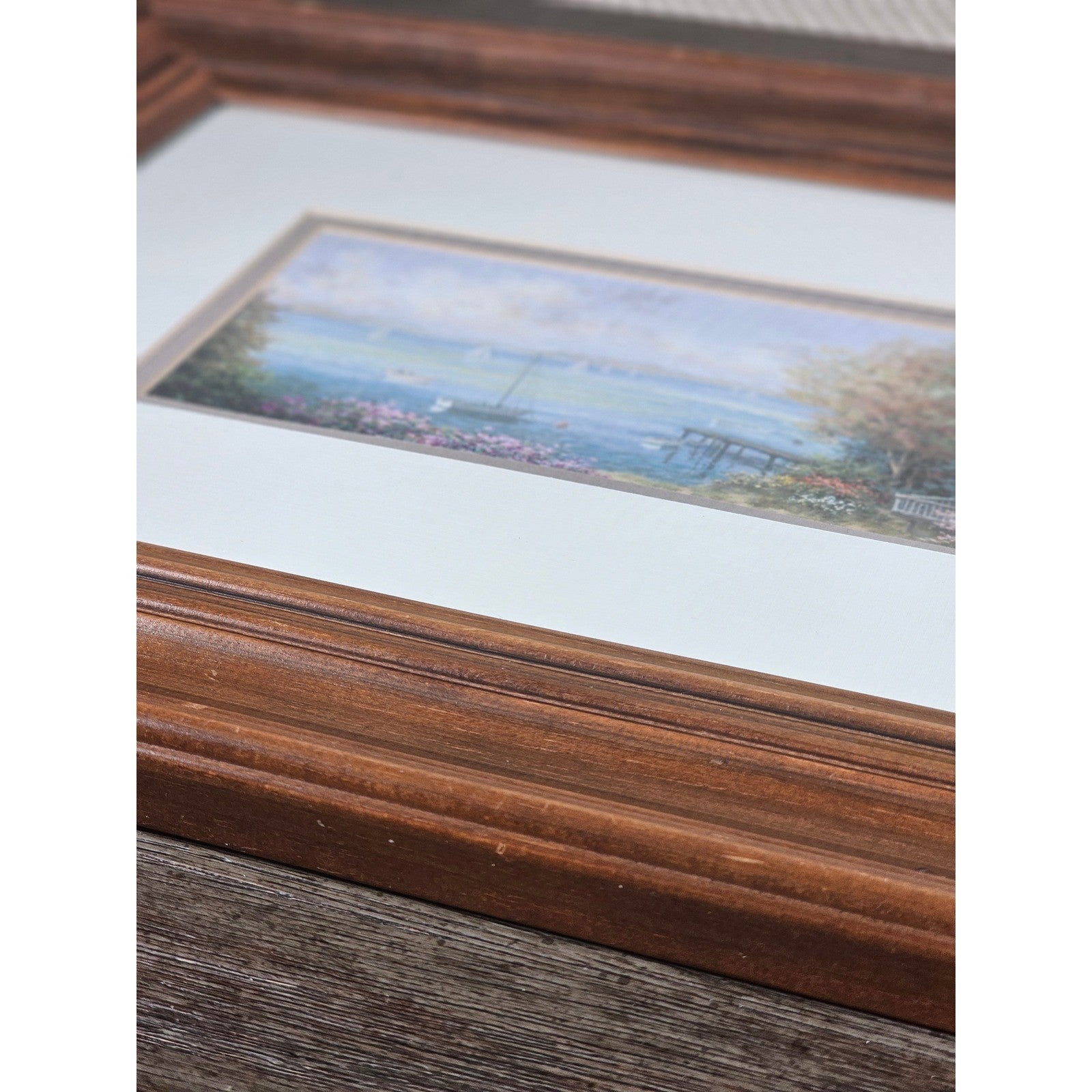 Vintage Coastal Cottage Framed Print Wall Art | Nautical Harbor Scene