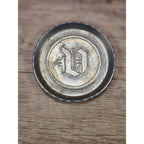 Vintage Aluminum Coaster Set of 3 Embossed D Monogram 3 3/8 Inch