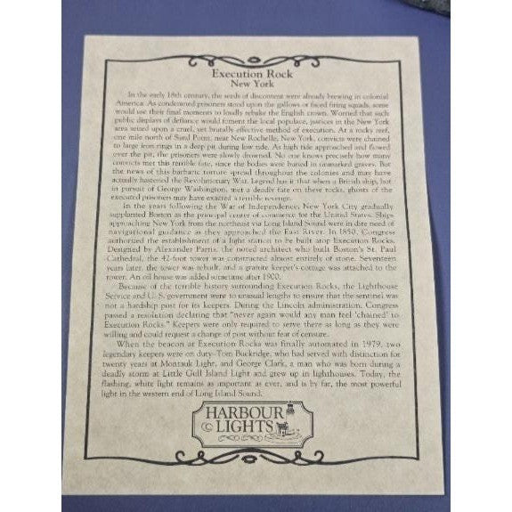 Harbour Lights Execution Rock Lighthouse 1998 w/ COA