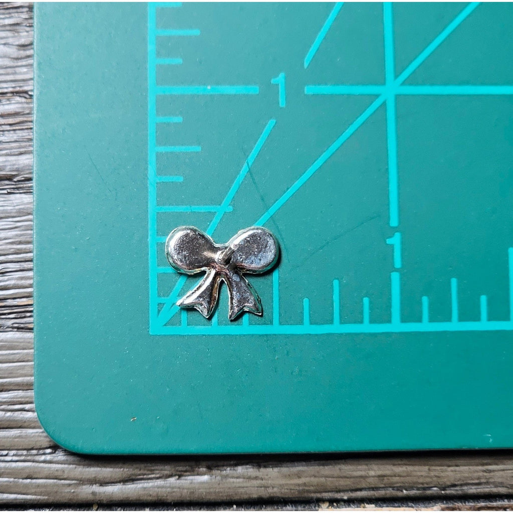 Vintage Rhinestone Bow Stud Earrings Silver Tone