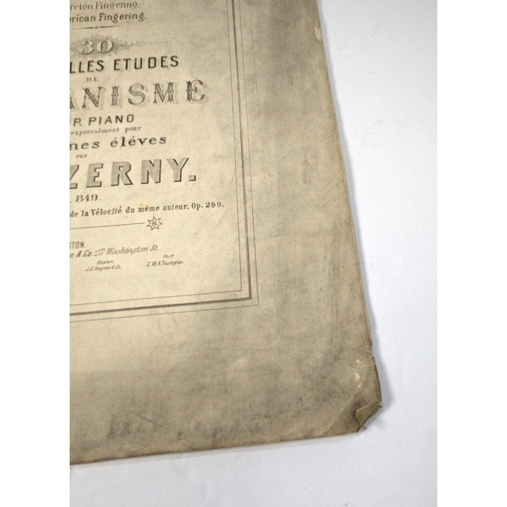 Czerny Op 849 Piano Etudes Book Oliver Ditson Sheet Music