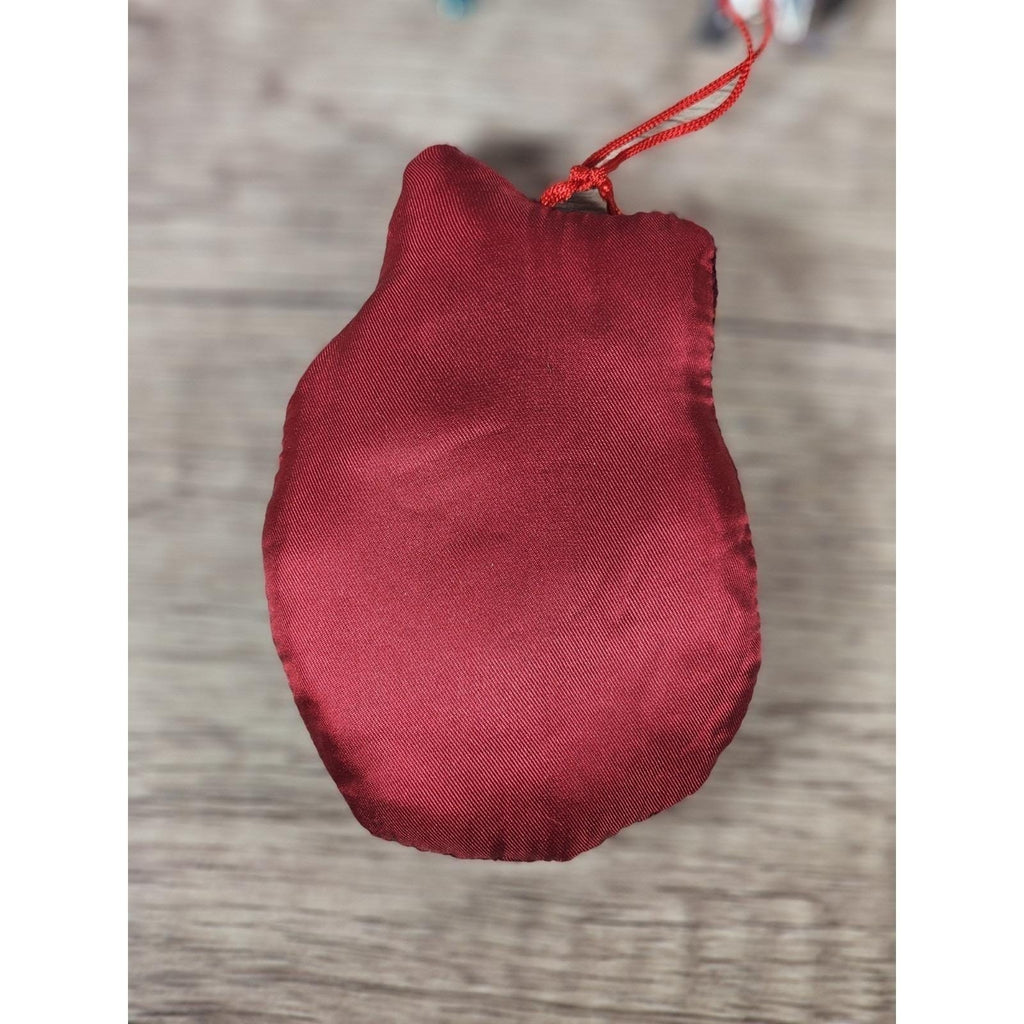 Vintage Embroidered Santa Ornament Christmas Tree Fabric 4 Inch