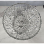 Vintage Cut Crystal Glass Bowl Starburst Pattern Scalloped Rim