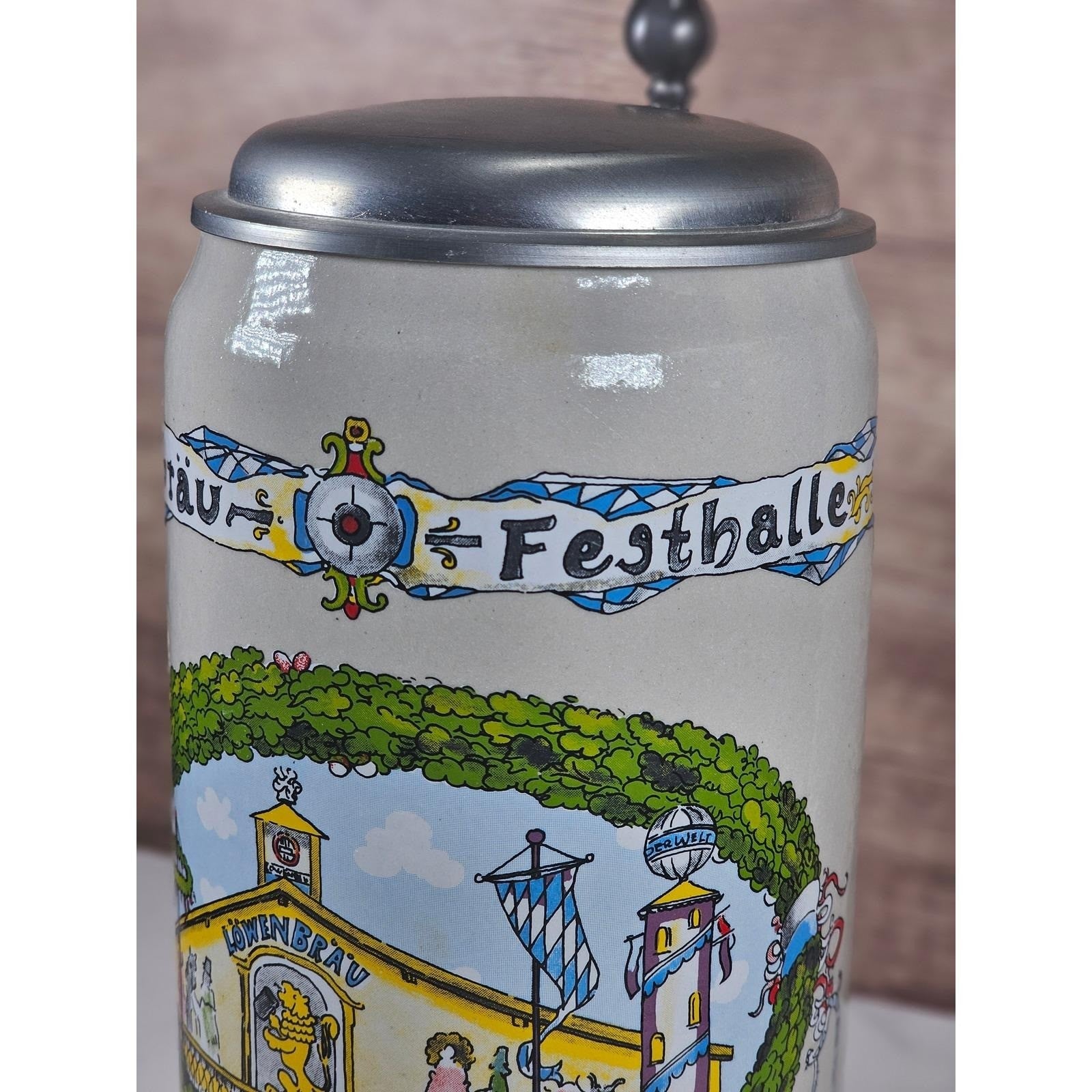German Beer Stein Lowenbrau Oktoberfest Rastal Pewter Lid