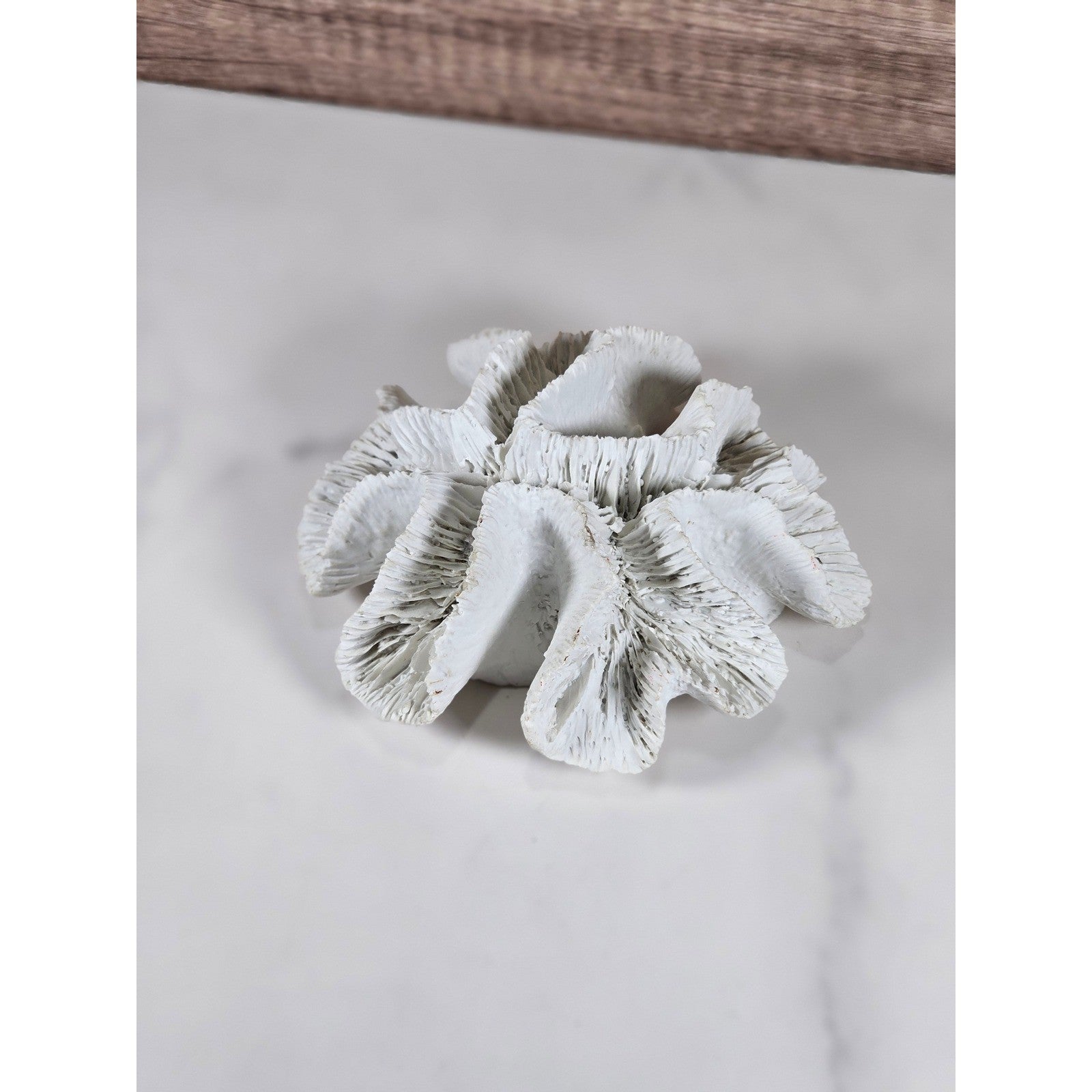 Vintage White Faux Coral Sculpture Decor – Coastal Reef Accent
