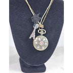 Vintage Long Necklace Pocket Watch Locket Pendant Eiffel Tower Charm