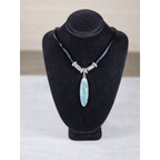 Vintage .925 Sterling Turquoise Pendant Necklace Boho Silver