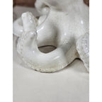 White Crackle Glaze Ceramic Octopus Figurine Nautical Coastal Home Decor Accent
