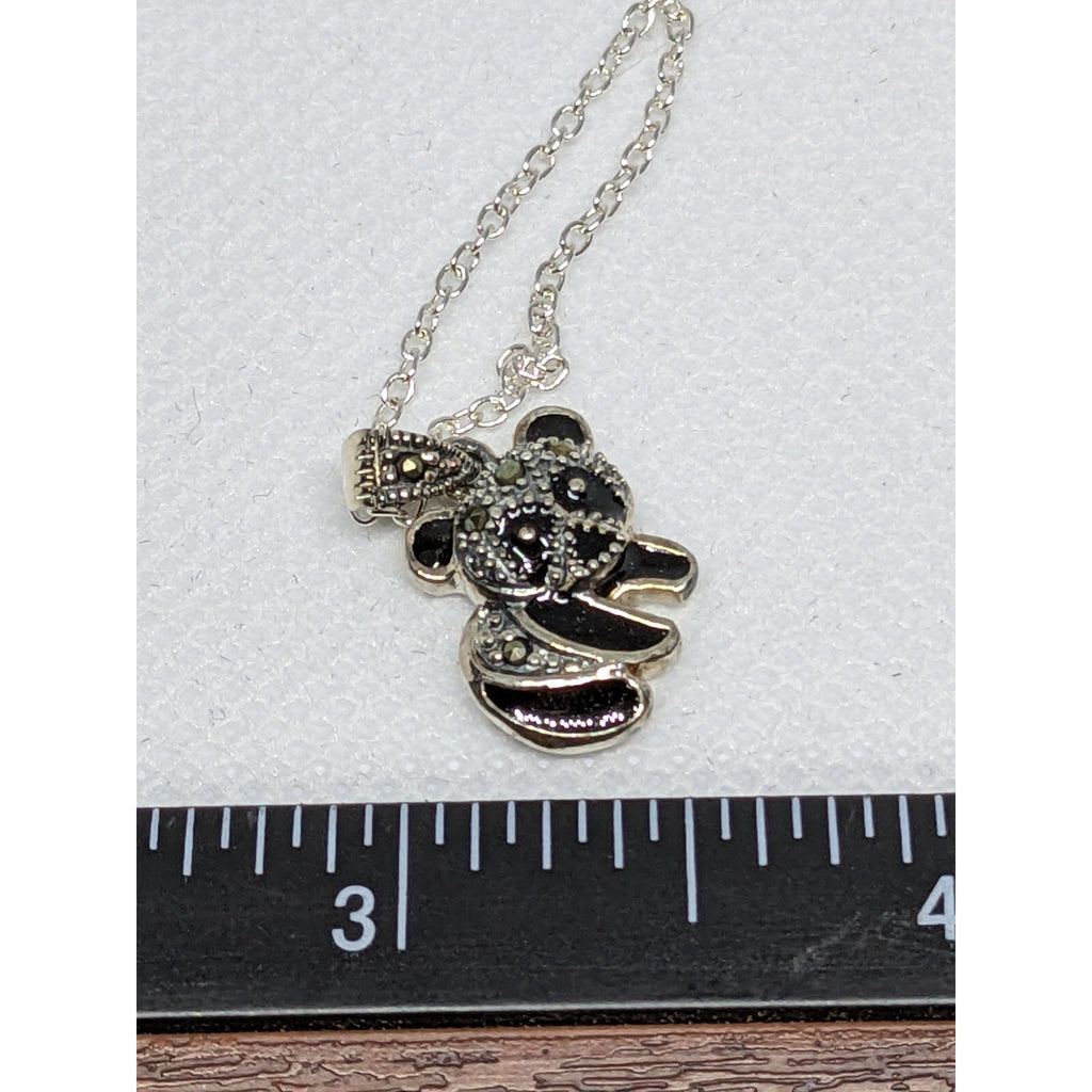 925 Sterling Silver Panda Bear Pendant on 16 Inch Chain Necklace