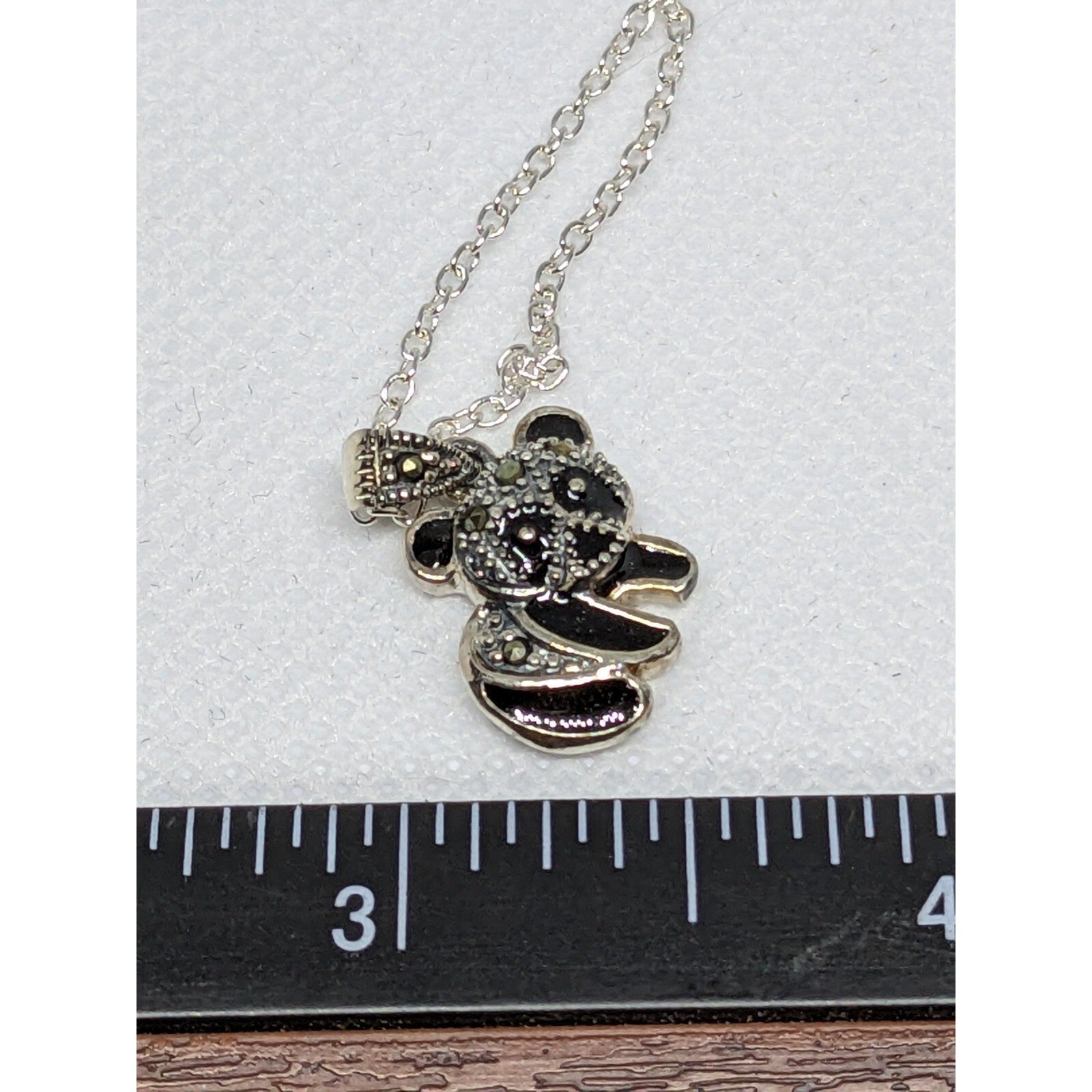 925 Sterling Silver Panda Bear Pendant on 16 Inch Chain Necklace