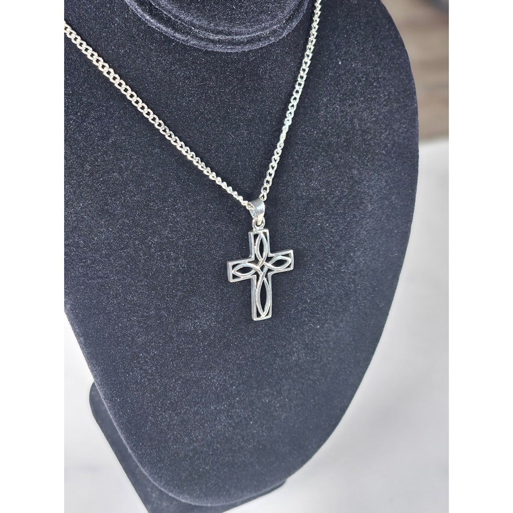 Vintage Silver Tone Celtic Cross Necklace Pendant