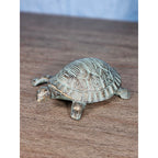 Cast Iron Turtle Decor Tabletop Accent Green Patina Coastal Figurine