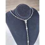 Vintage Black Bead Rosary Necklace Silver Tone Crucifix Catholic