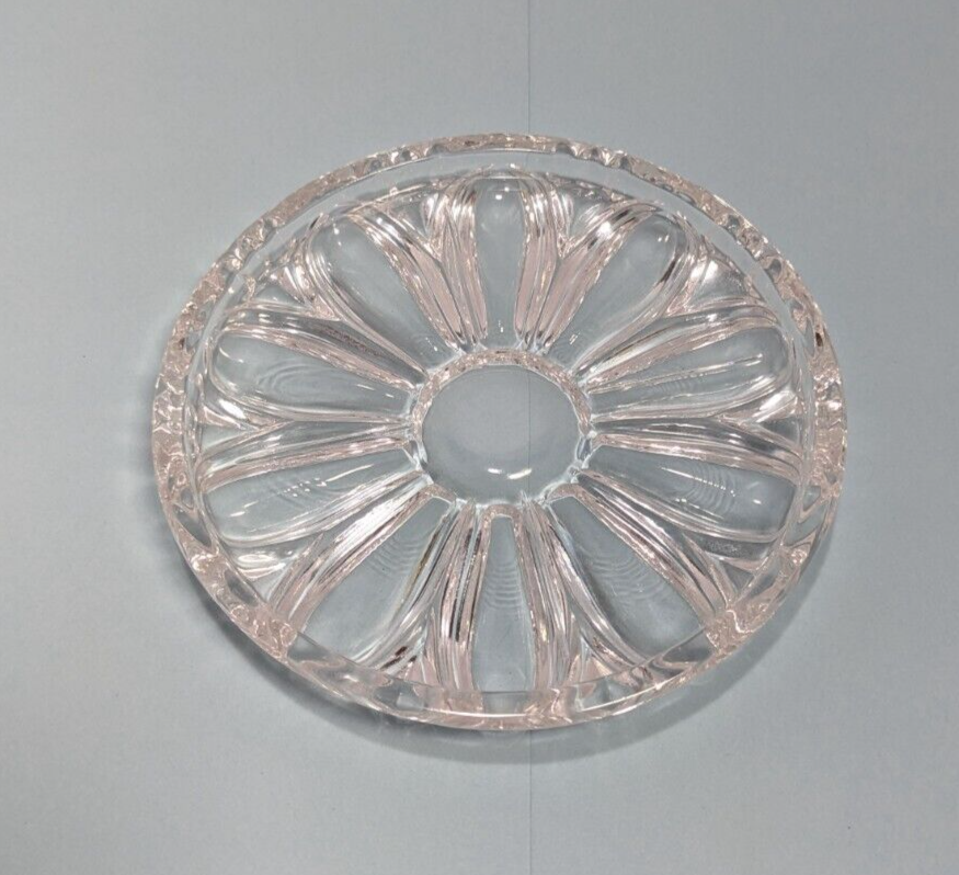 Set of 3 Cut Glass Flower Drink Coasters 3-3/4" diameter