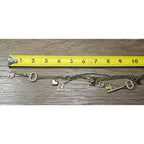 Betsey Johnson Vintage Charm Necklace Key Pendants Long Layered Statement