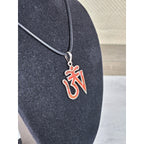 Vintage Sterling Silver Om Pendant Necklace Red Inlay Symbol