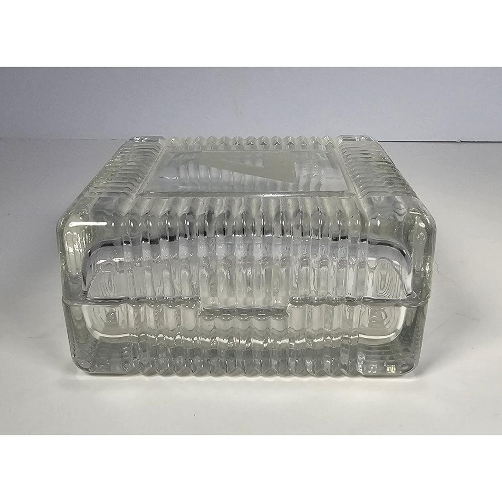 Vintage Crystal Trinket Box 1996 Small Square Jewelry Keepsake Box