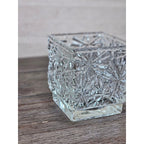 Vintage Avon Clear Pressed Glass Square Votive Candle Holder