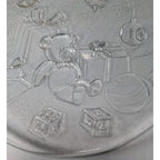 Vintage Christmas Glass Platter Teddy Bear Holiday Serving Plate