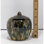 Antique 1800s Scottish Tri-Color Spatter Glaze Yellowware Bank