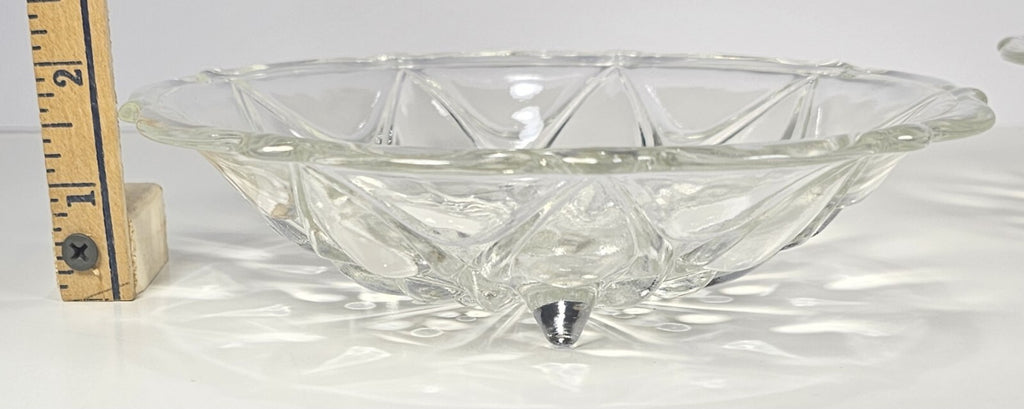 Set of 2 Anchor Hocking Footed Teardrop  Dot #920 Bowl 1960s