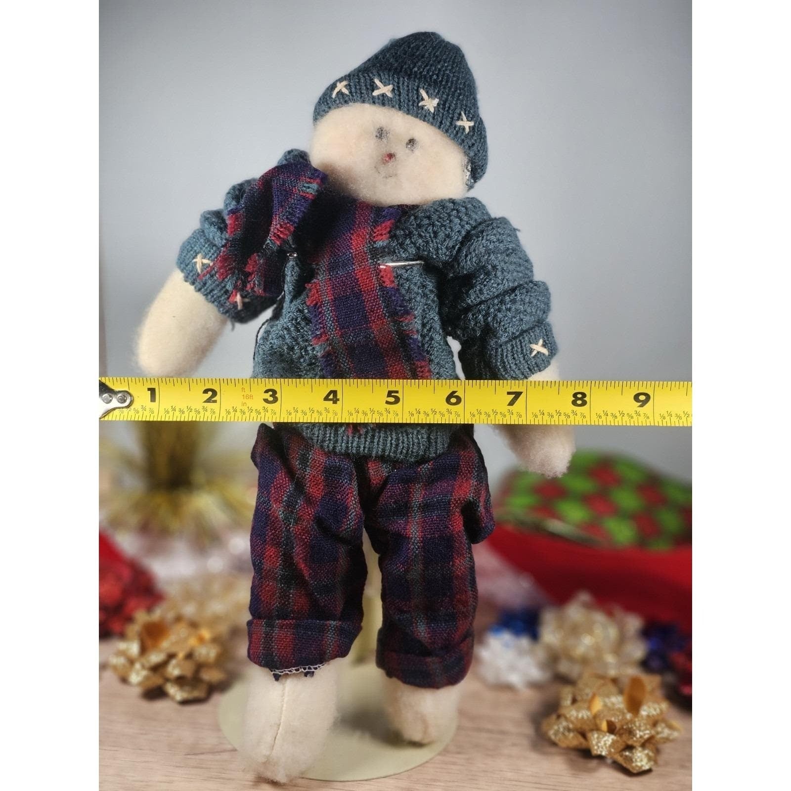 Vintage Snowman Plush Figure Crazy Mountain Imports 11 Inch Holiday Decor