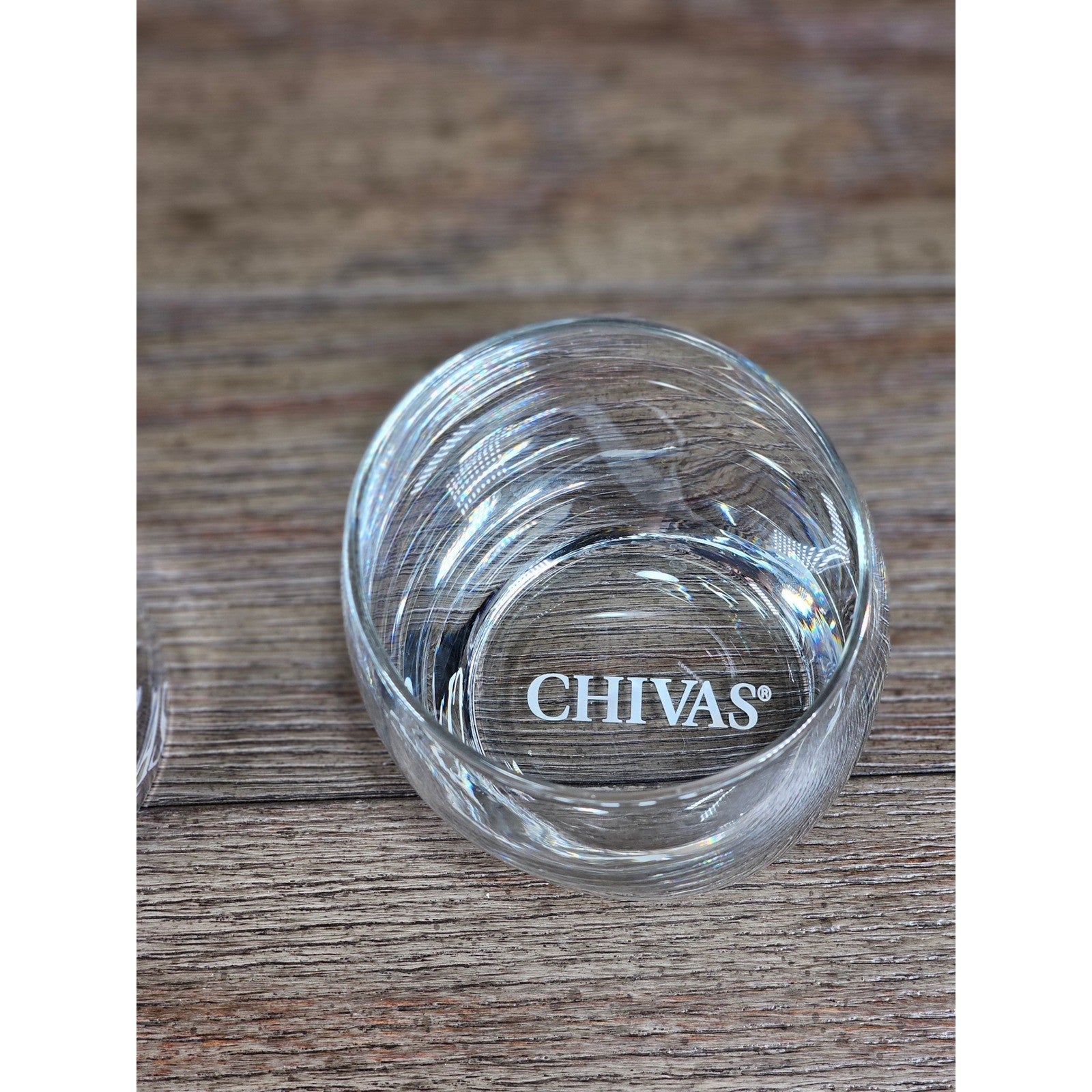 Set of 2 Chivas Etched Rocks Glasses 3.5 x 3 Inch Whisky Tumblers