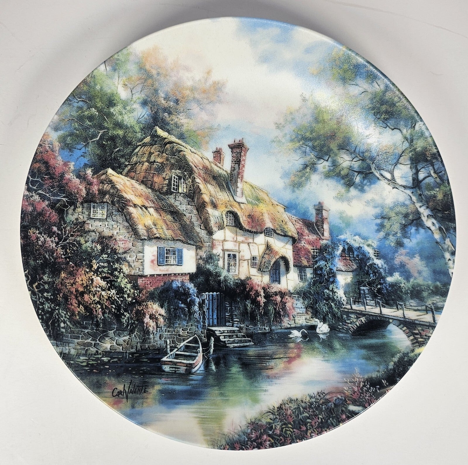 Carl Valente “Stonewall Brook Blossoms” Collector Plate Poetic Cottages #1515A