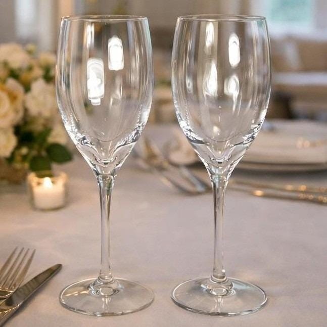 Vintage Crystal Fantasy Ribbed Water Goblets Set of 2 Glasses 7.5