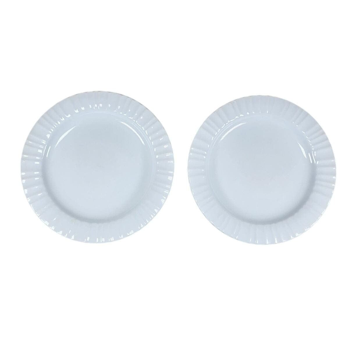 CorningWare French White Ribbed Plates Set of 2 8.25 Inch Salad Plates