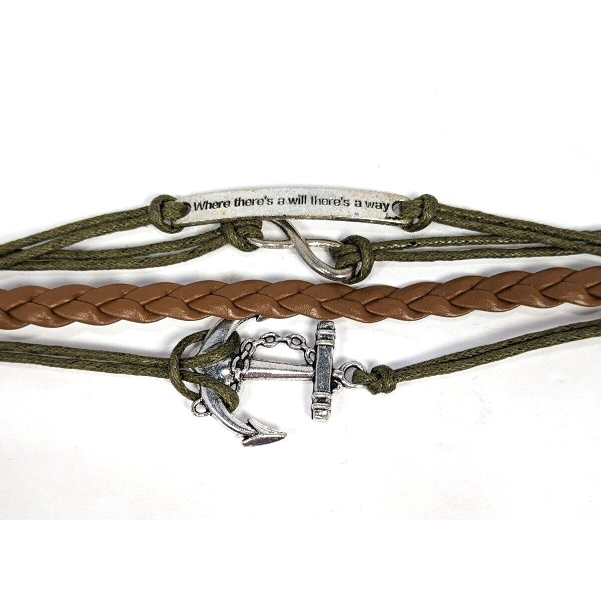 Vintage Leather Cord Bracelet Anchor Infinity Charm Multicolor Fashion Jewelry