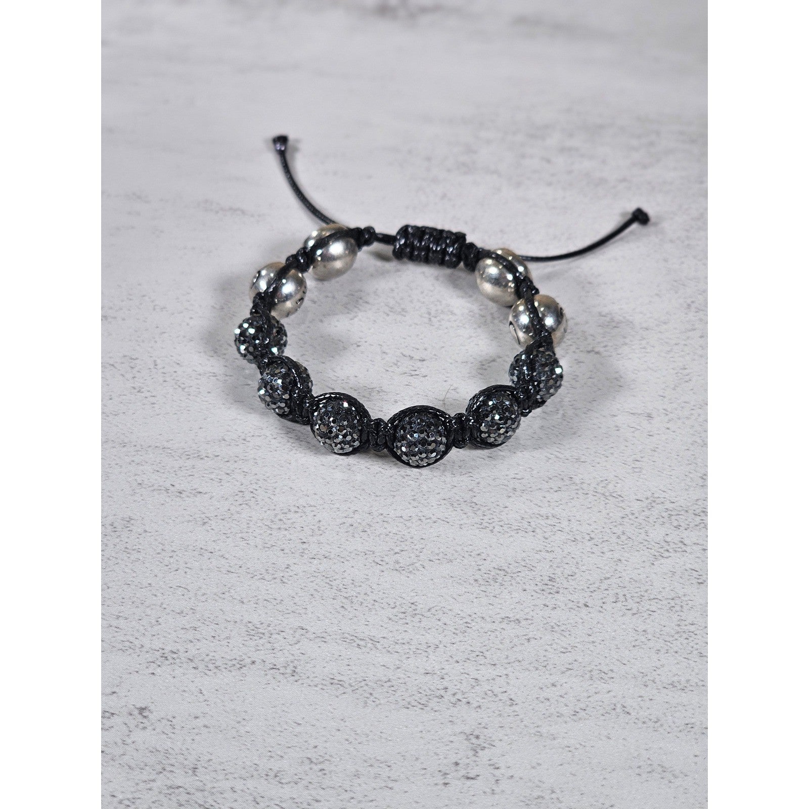Adjustable Om Bracelet Black Cord Rhinestone Bead Spiritual Bracelet