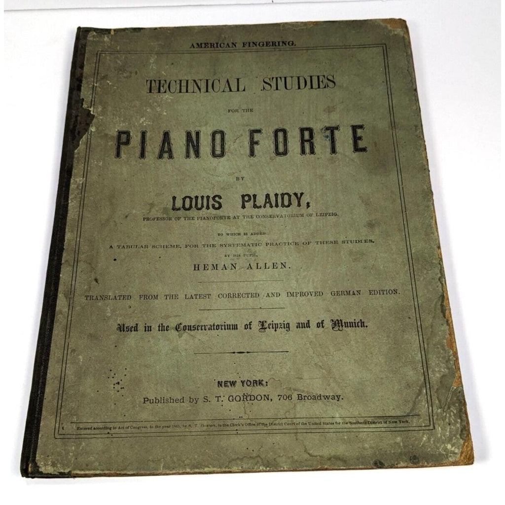 Antique 1865 Technical Studies for the Piano Forte Music Book