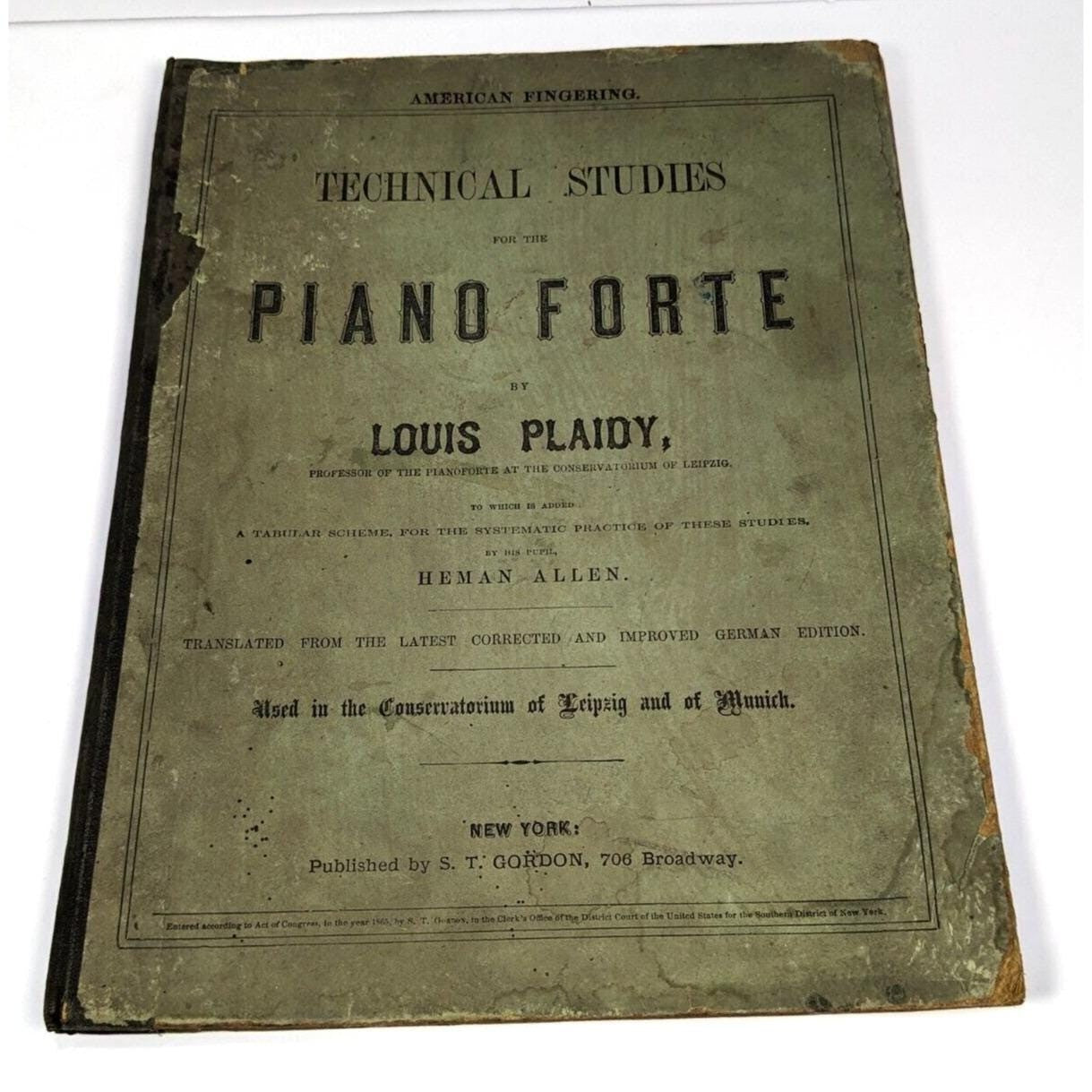 Antique 1865 Technical Studies for the Piano Forte Music Book
