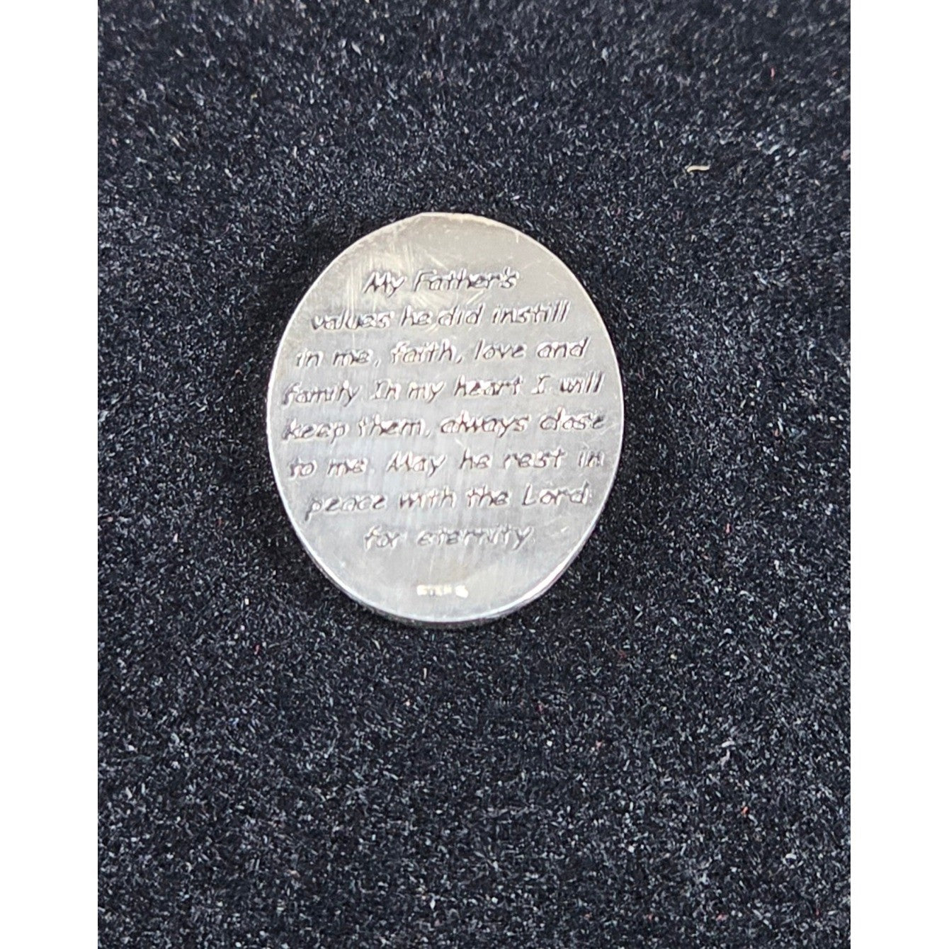 Vintage Father Memorial Pocket Token Faith Cross Heart Coin