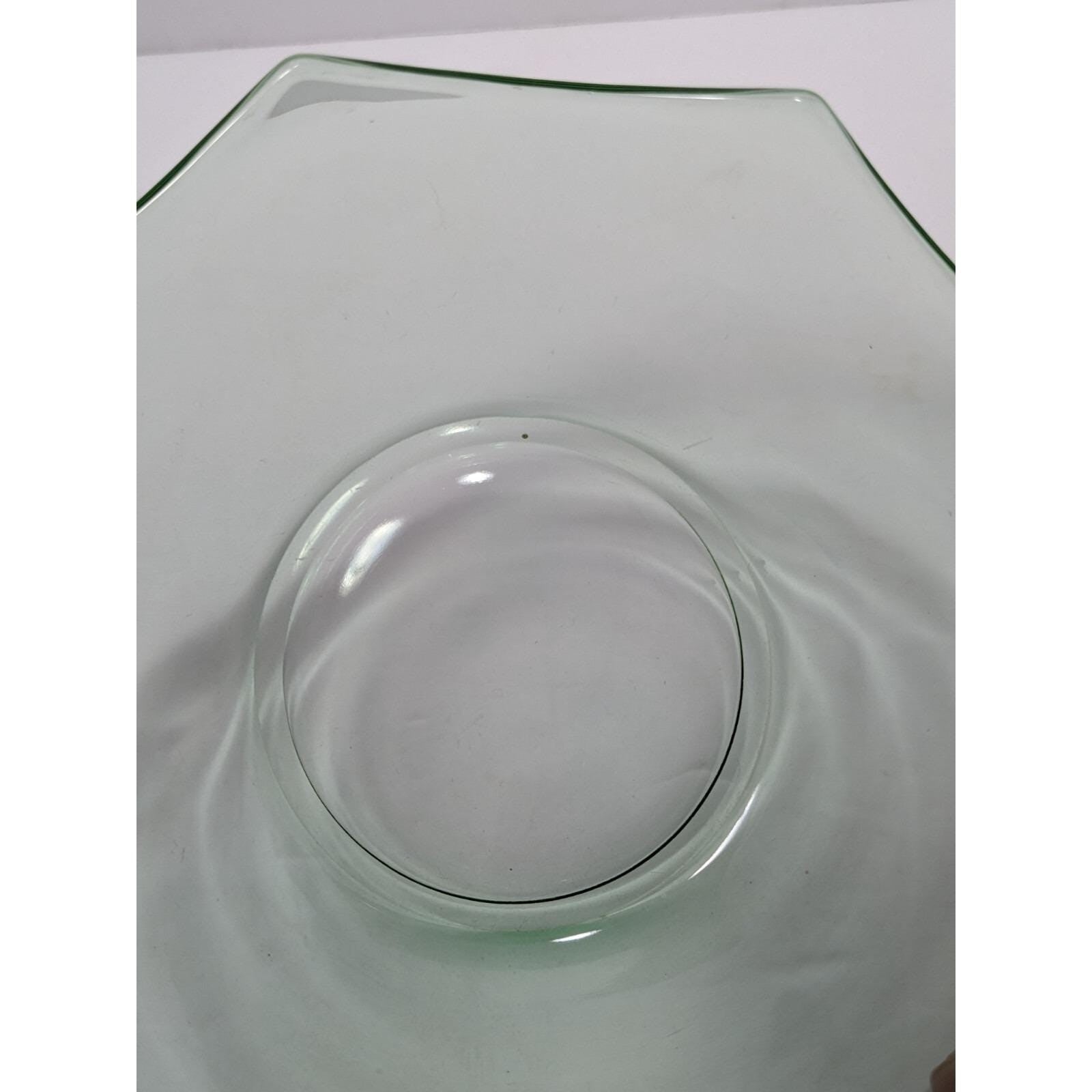 Green Glass Candy Dish Handled Vintage Serving Bowl