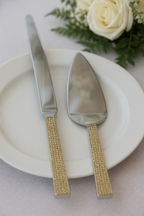 Glitter Diamonds Galore Wedding Cake Knife & Server Set — Sparkling Stainless