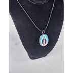 Vintage Miraculous Medal Necklace Oval Catholic Pendant