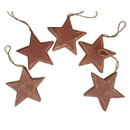Set of 5 Rustic Wooden Stars | Burgundy Distressed Farmhouse Decor