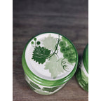 Vintage Grape Leaf Canisters with Lids – Set of 2 – Green Ceramic