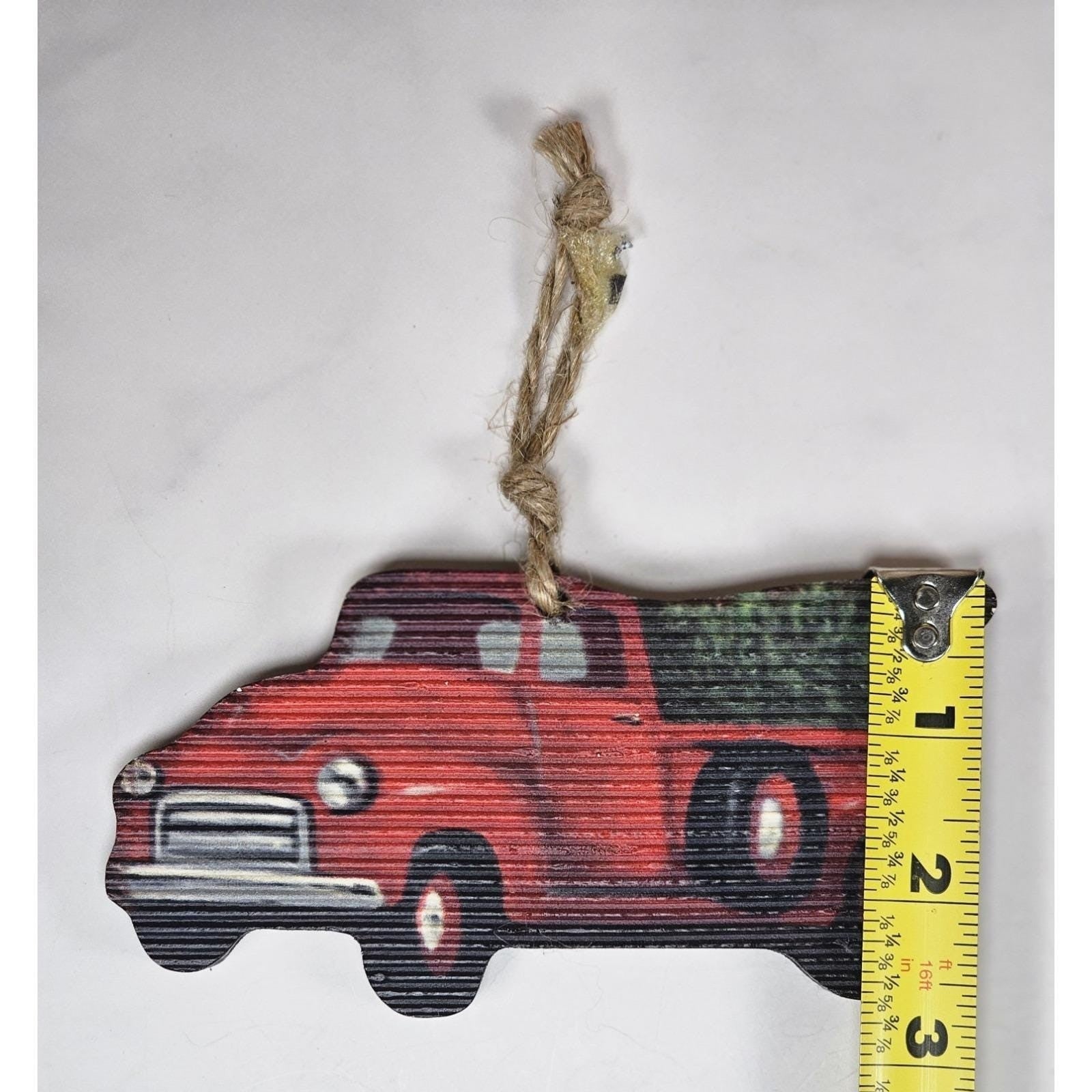 Vintage Red Farm Truck Wooden Ornament – Rustic Farmhouse Christmas Decor