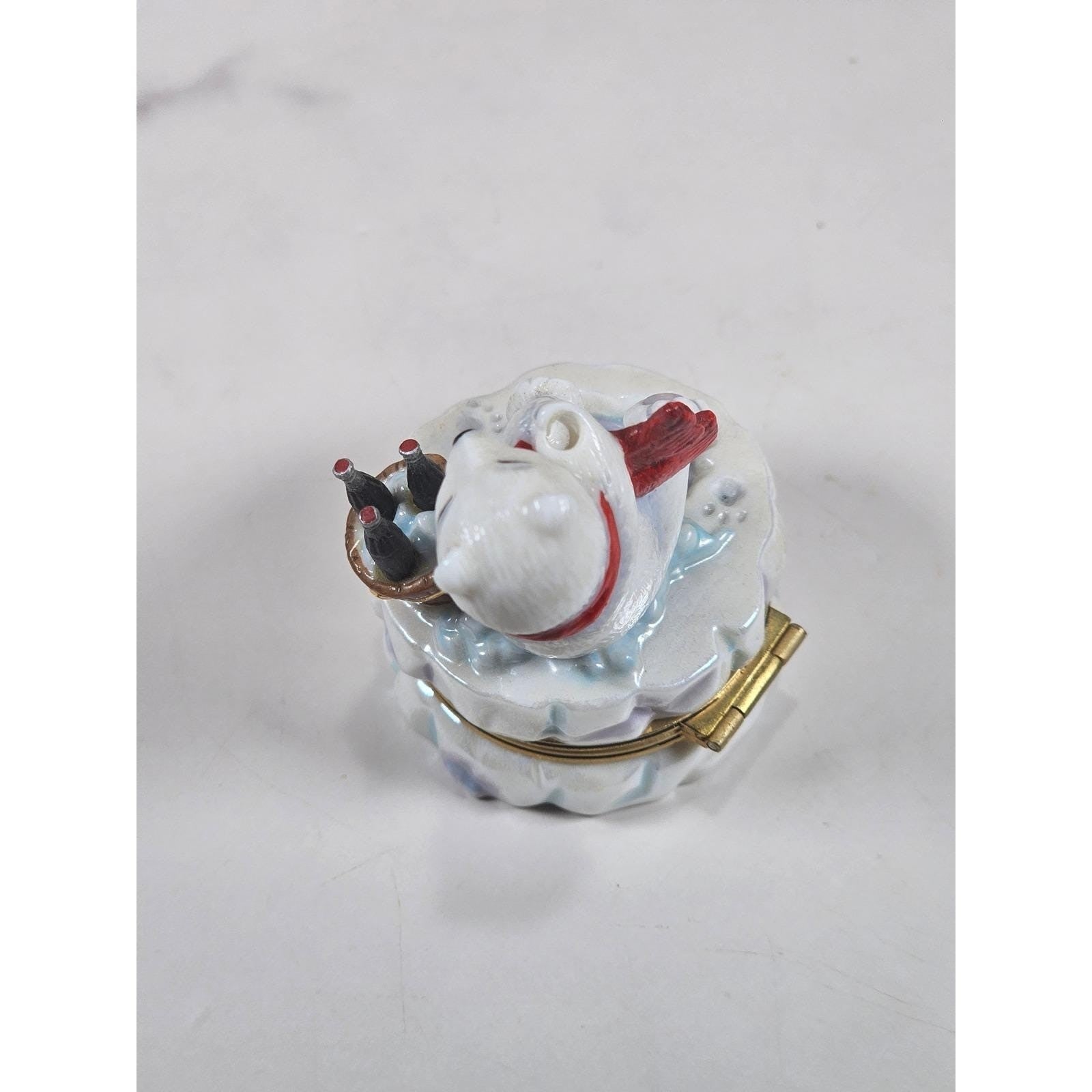 Franklin Mint Coca Cola Polar Bear Trinket Box 1999 Porcelain
