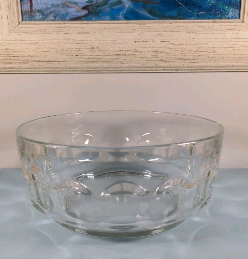 Vintage Crystal D’Arcoroc France “Thumbprint” 8.5″ Round Fruit Bowl
